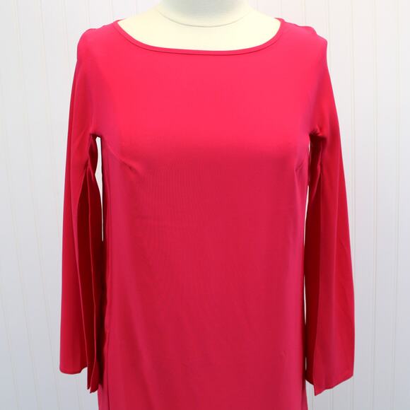 Donna Ricco Womens 6 Slit Sleeve Crepe Fuchsia Bright Pink Mini Shift Dress - Picture 6 of 10